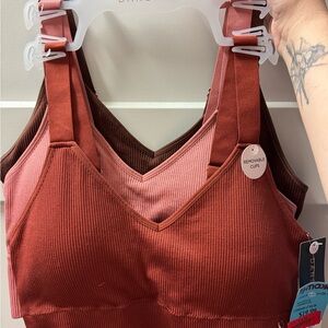 Danskin Ribbed Bralette Set - Red, Pink, Brown
